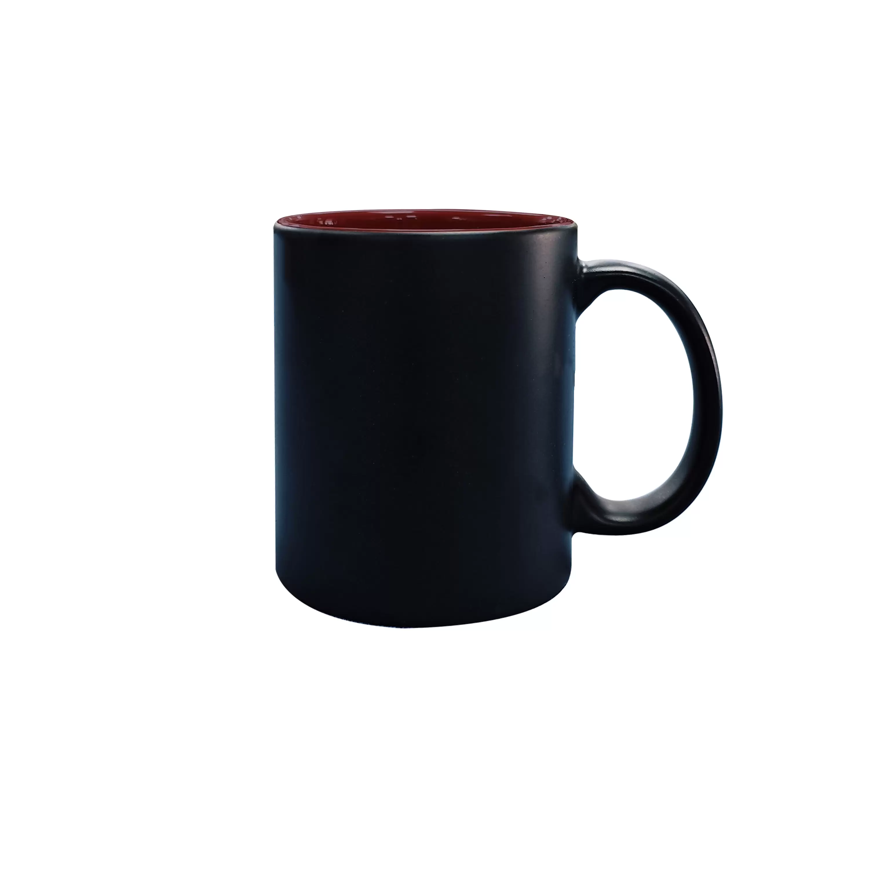 11oz maroon mug,outside matte black painted