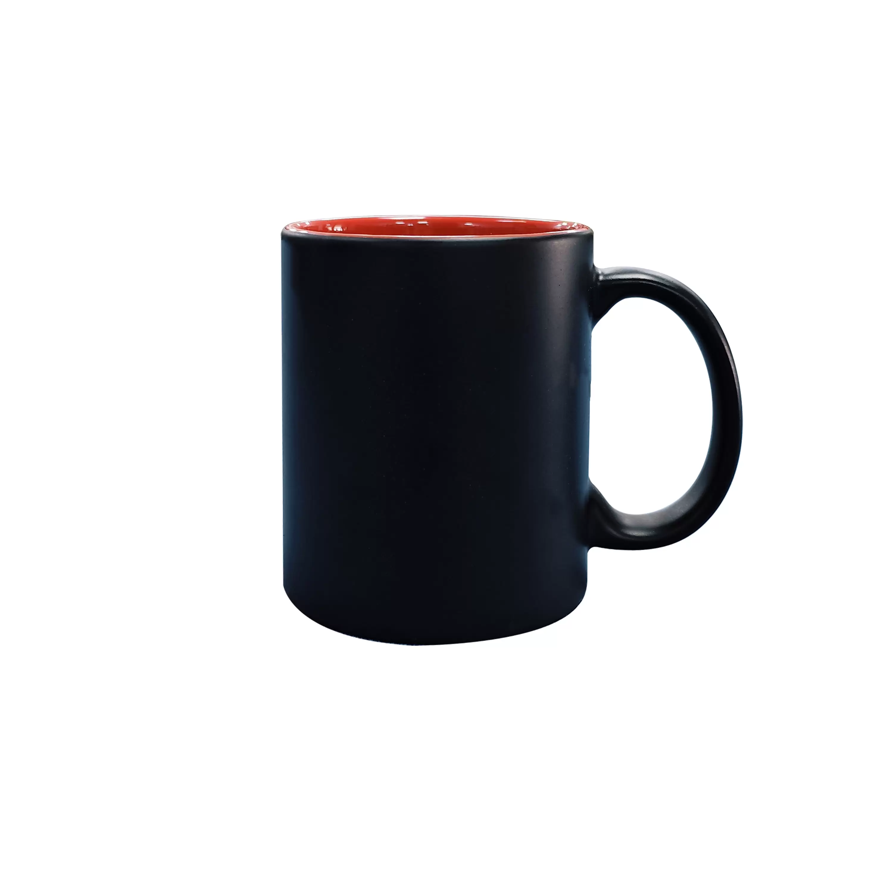 11oz red mug,outside matte black painted