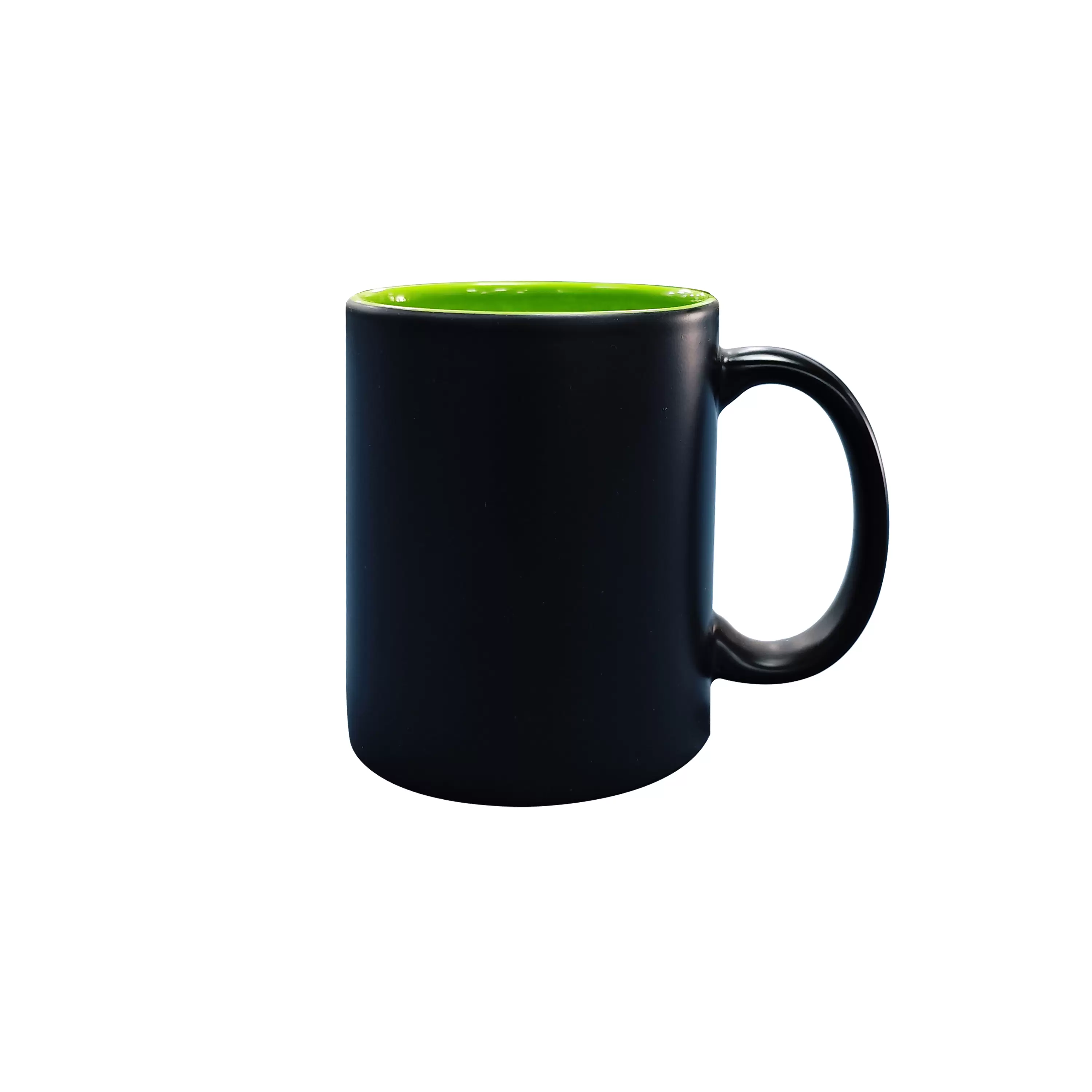 11oz light green mug,outside matte black painted