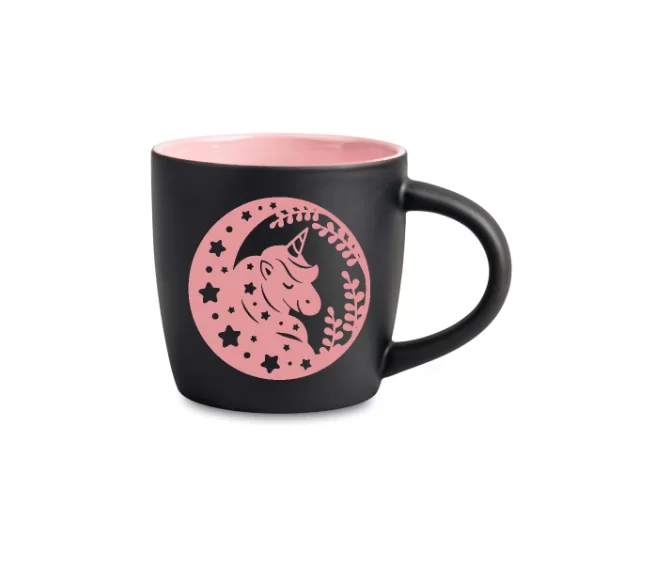 11oz pink Boston mug,outside matte black painted