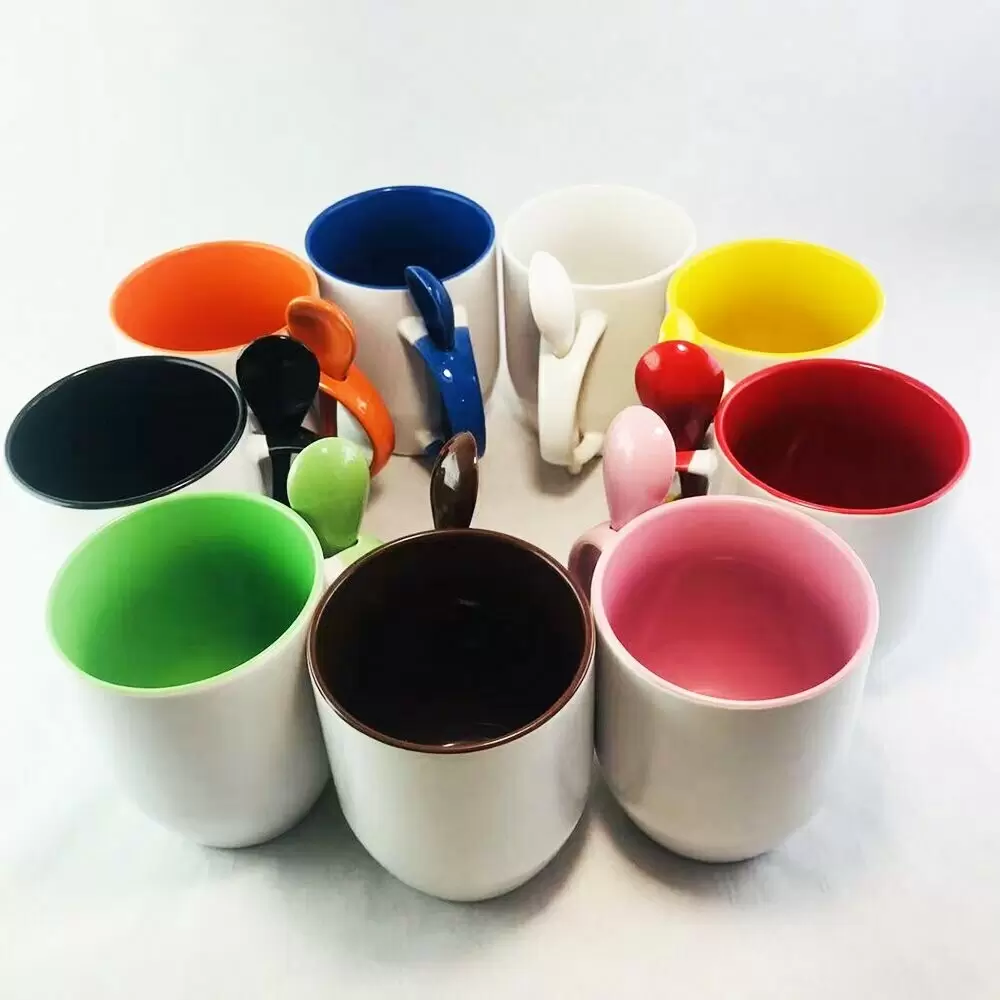 12oz U shape sublimation spoon mug,white