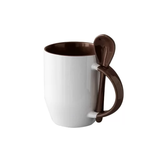 12oz U shape sublimation spoon mug,brown(Pantone 7595C)