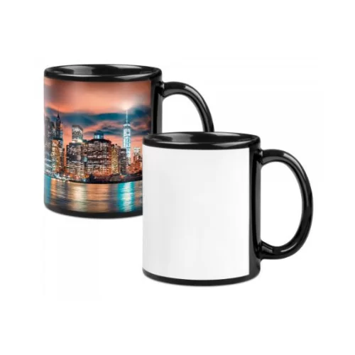 Black sublimation mug with white patch,11oz