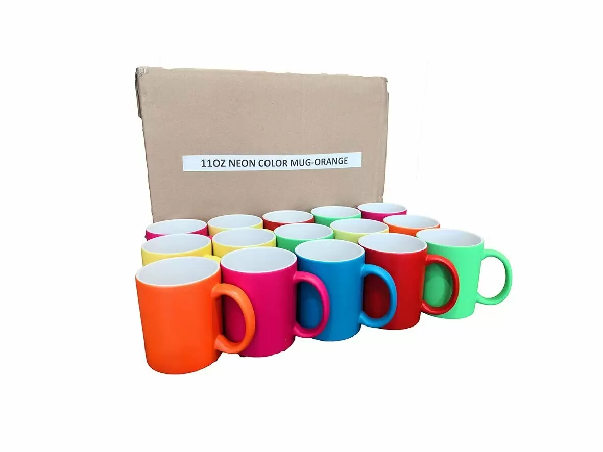 11oz neon green mug for CO2 laser engrave