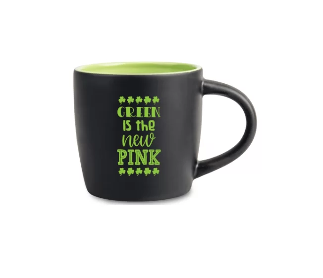 11oz light green Boston mug,,outside matte black painted