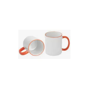 11oz orange(Pantone1505c)colored rim&handle mug