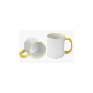 11oz yellow(Pantone134c) colored rim&handle mug