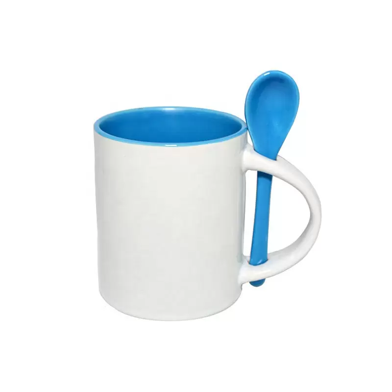 11oz light blue in/white out spoon mug,sublimation