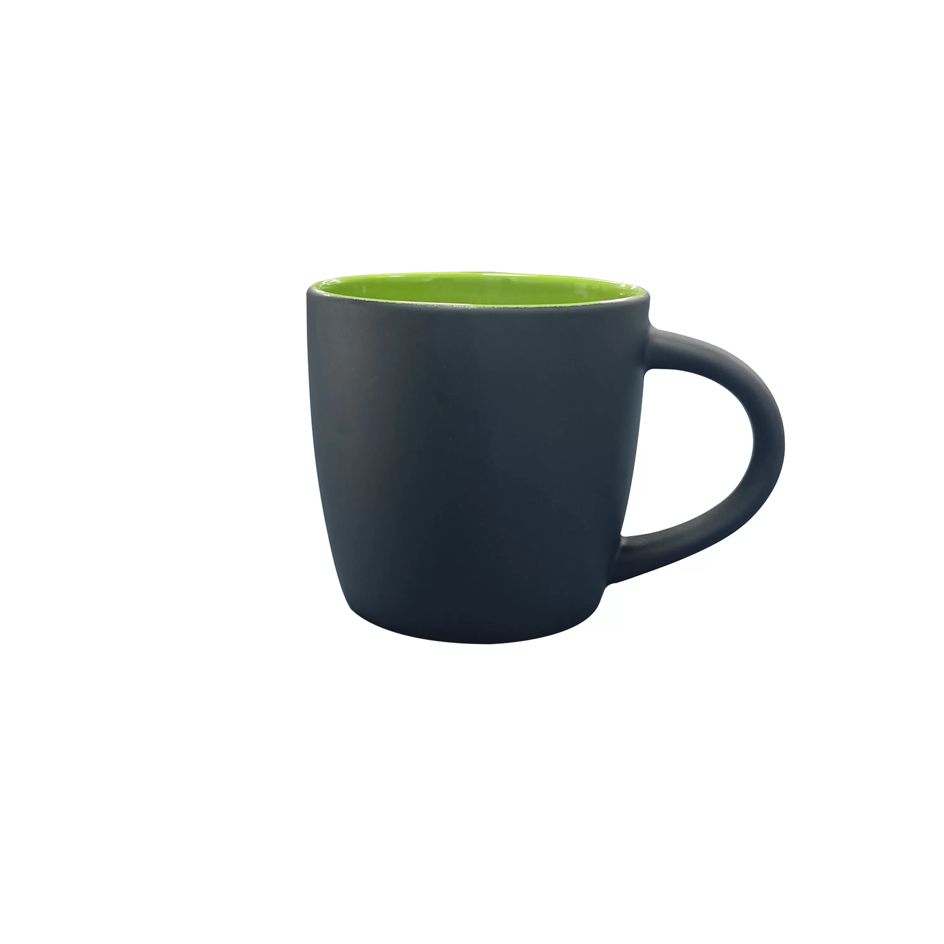 11oz light green Boston mug,,outside matte black painted