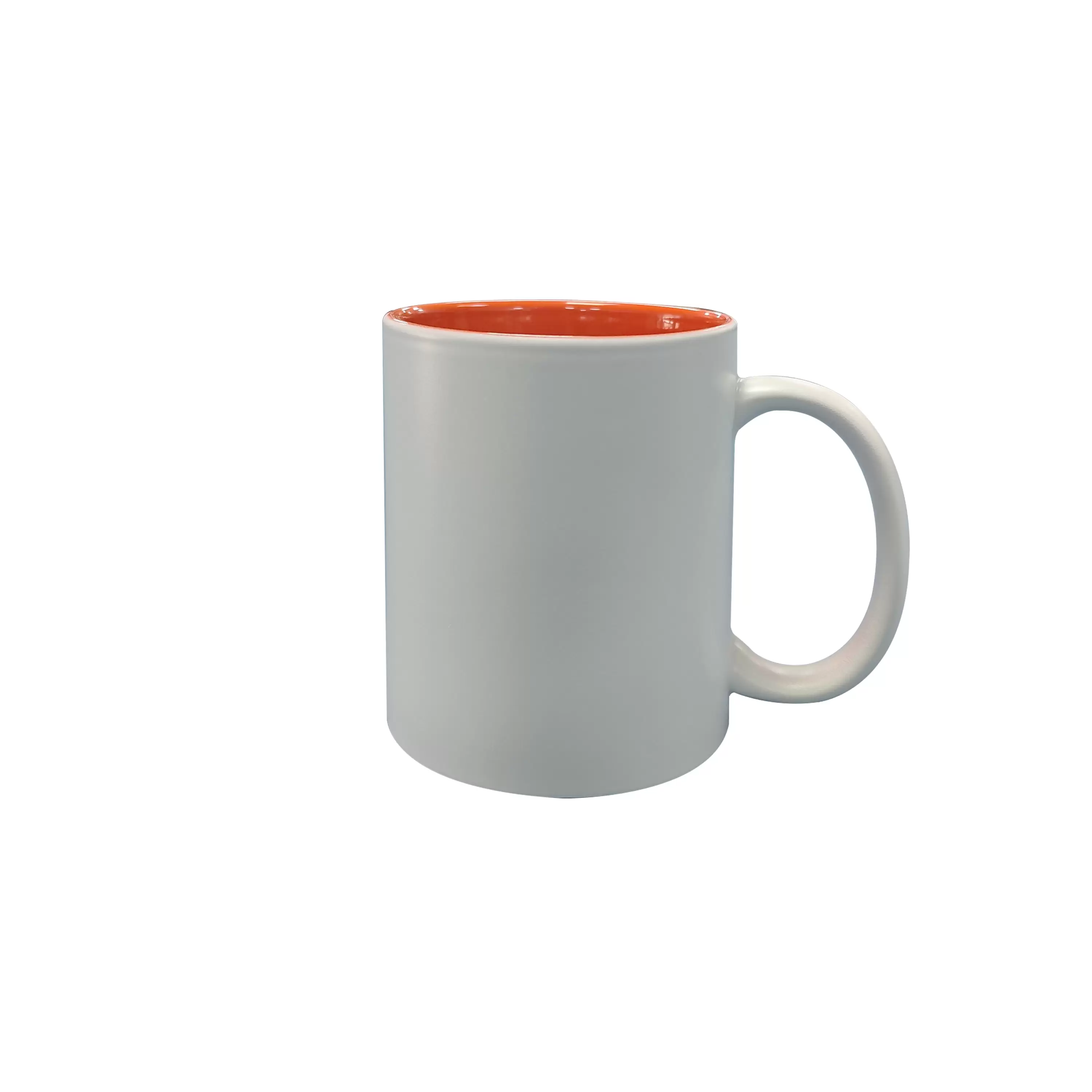 11oz orange mug ,outside matte white painted    