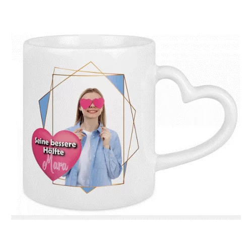 11oz heart handle sublimation mug,white