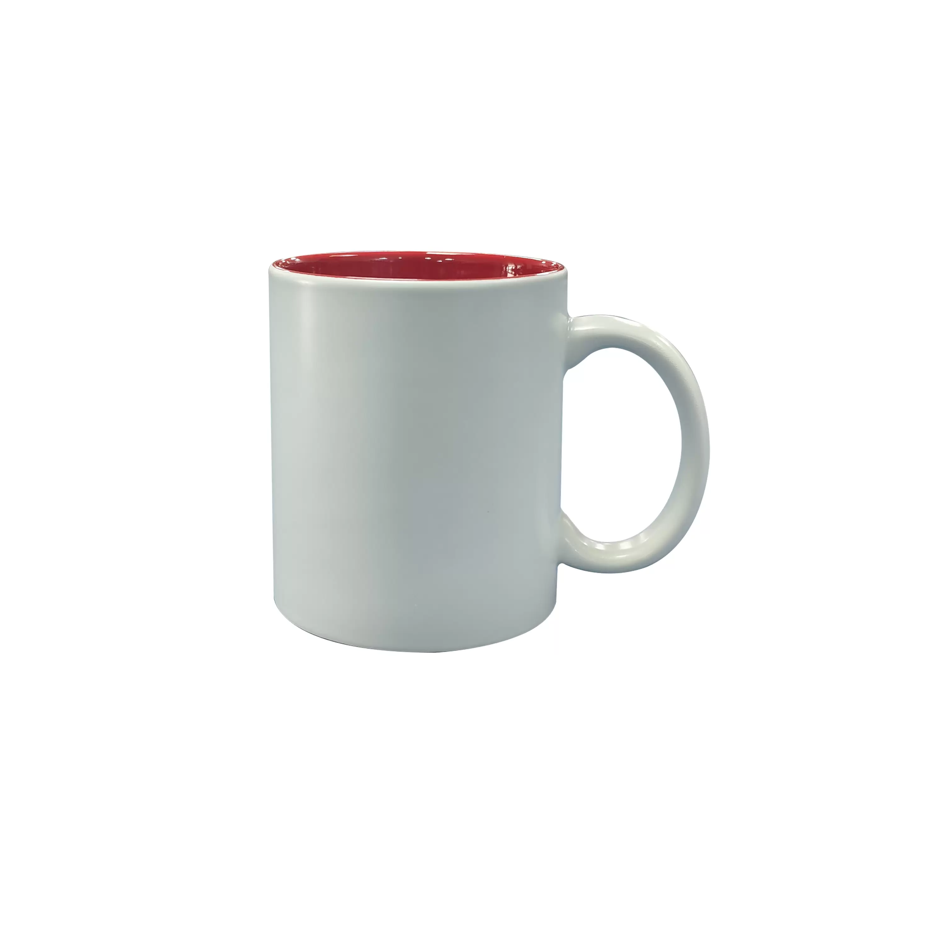 11oz red mug ,outside matte white painted  
