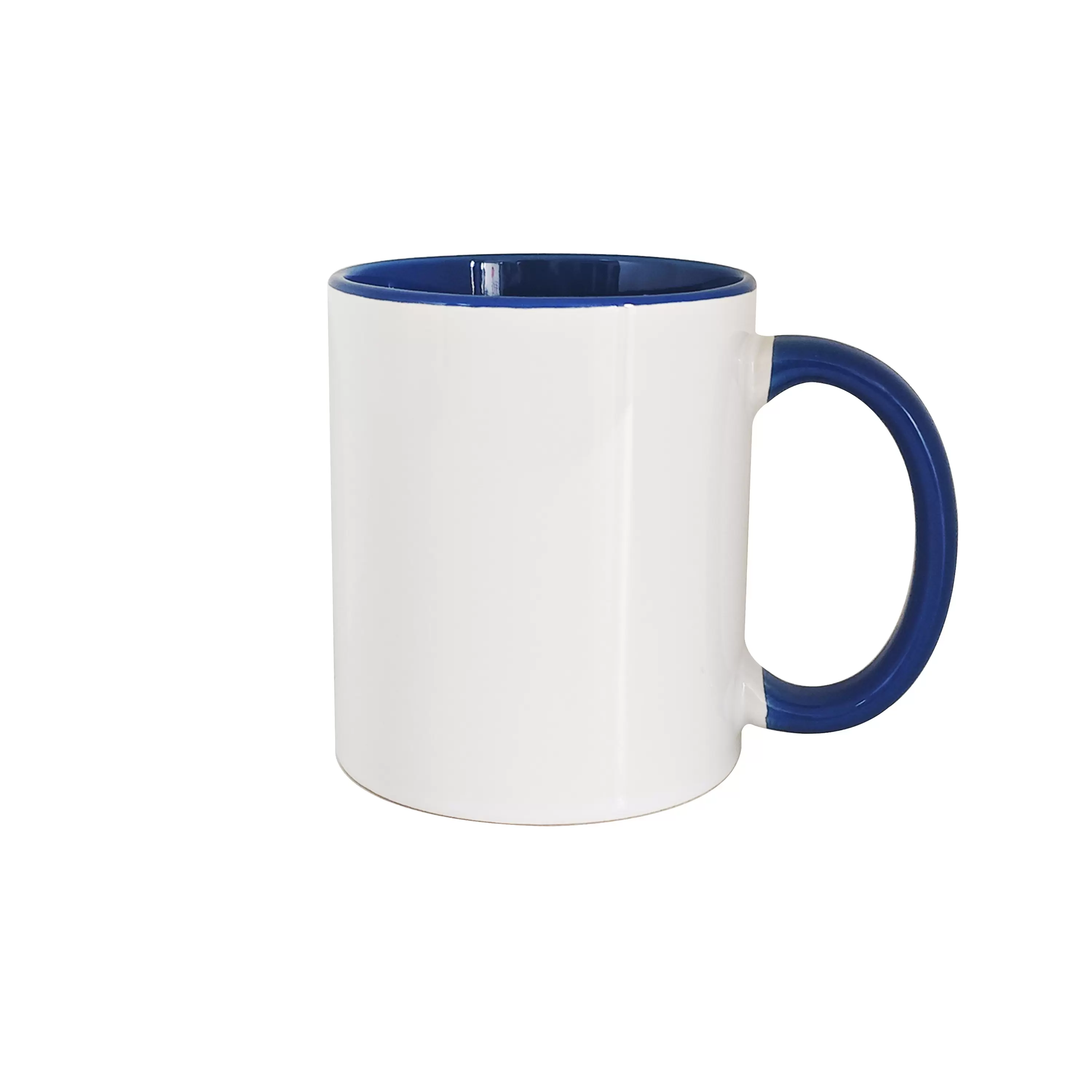 11oz sublimation mug,dark blue color in and color handle