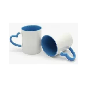 11oz heart handle mug,light blue(Pantone2925c)rim,inside and handle 