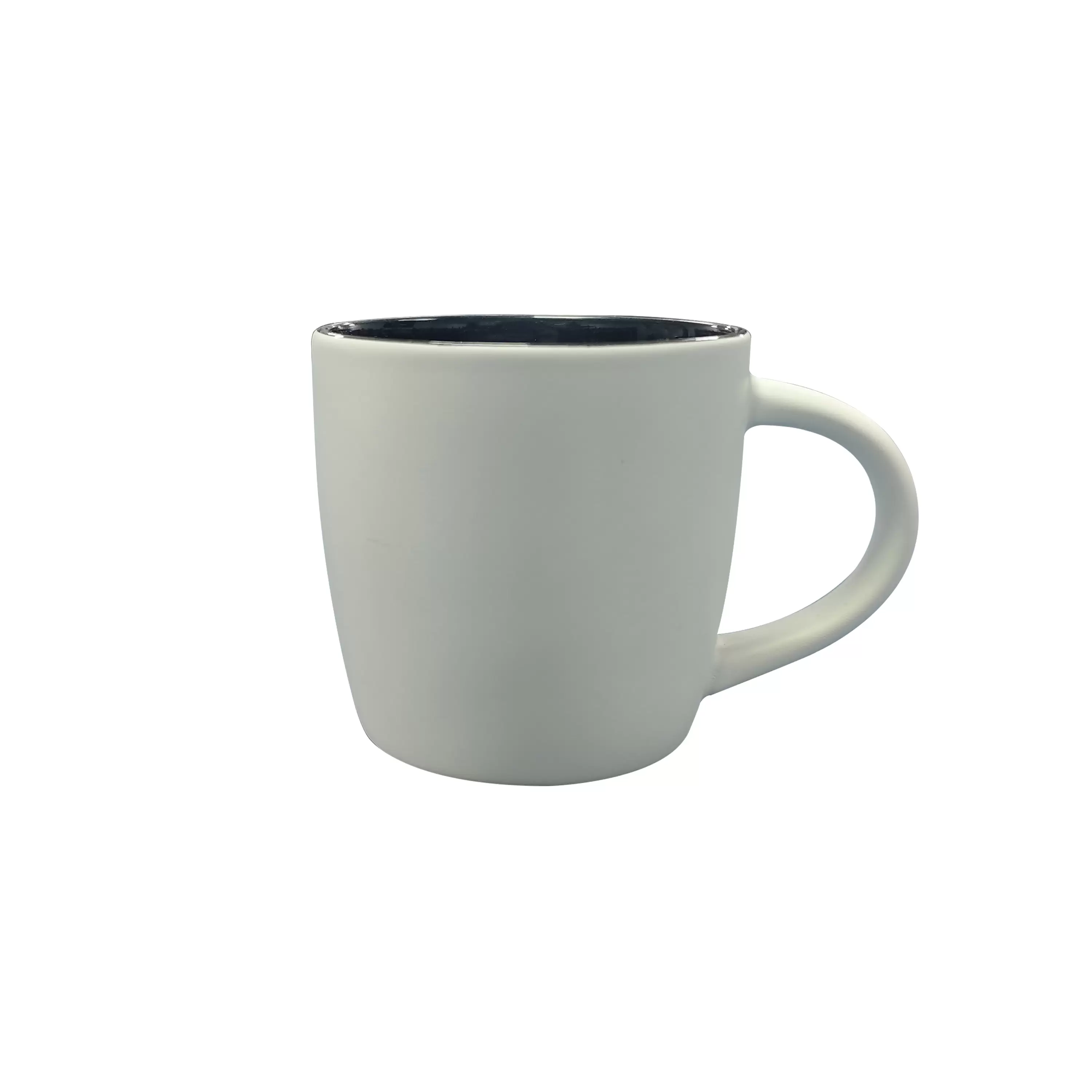 12oz black Boston mug,outside matte white painted