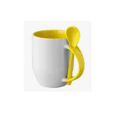 12oz U shape sublimation spoon mug,yellow(Pantone134c)