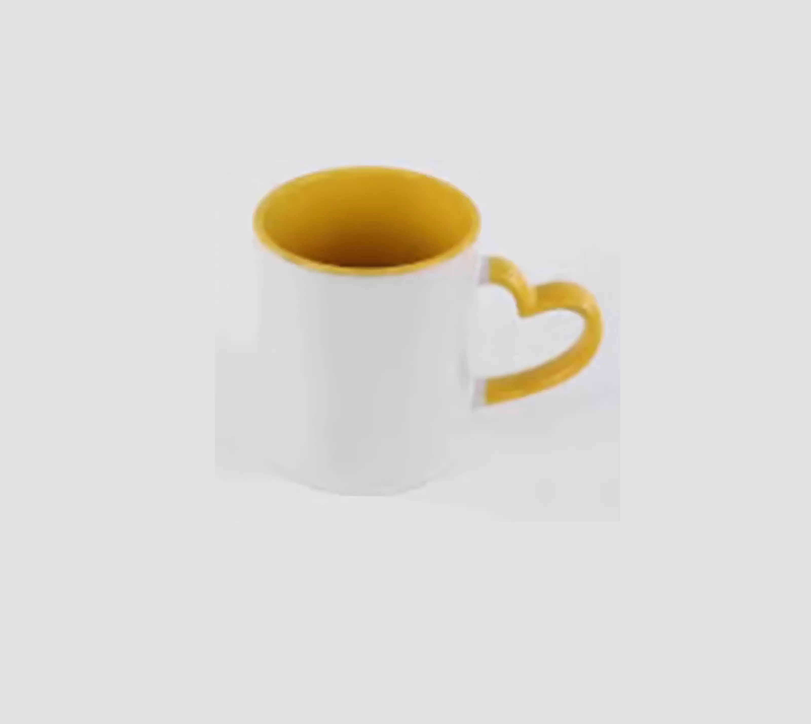 11oz heart handle mug,yellow(Pantone134c)rim,inside and handle 
